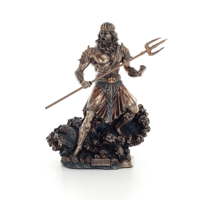 Poseidon: God of the Sea, Earthquakes, Earth, Storms and Reasons 20cm Veronese Bronze Electroplating Full Body Statue Veronese 1