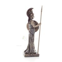 Athena or Athene or Athina: The goddess of wisdom with spear, shield & owl 20cm Full-body statue with bronze electroplating Vero