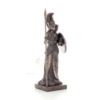 Athena or Athene or Athina: The goddess of wisdom with spear, shield & owl 20cm Full-body statue with bronze electroplating Vero