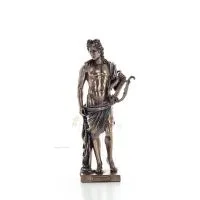 Apollo eller Apollon, gud för musik, ljus och beskyddare av konsterna, 25 cm helkroppsstaty med brons elektrolys av Veronese Ver