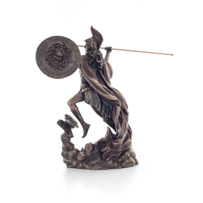 Athena or Athene: The goddess of wisdom from ancient Greece, with a spear & shield ready for attack and an owl with Bronze Elect