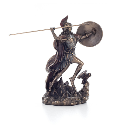 Athena or Athene: The goddess of wisdom from ancient Greece, with a spear & shield ready for attack and an owl with Bronze Elect