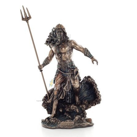 Poseidon: God of the Sea, Earthquakes, Earth, Storms and Reasons 20cm Veronese Bronze Electroplating Full Body Statue Veronese 1