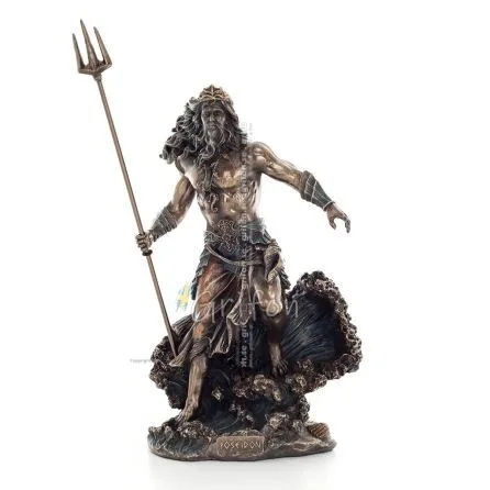 Poseidon: havets gud, jordbävningar, jorden, stormar och skäl 20 cm Veronese brons galvaniserad helkroppsstaty Veronese 1 - grif