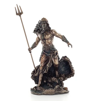 Poseidon: havets gud, jordbävningar, jorden, stormar och skäl 20 cm Veronese brons galvaniserad helkroppsstaty Veronese 1 - grif
