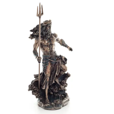 Poseidon: God of the Sea, Earthquakes, Earth, Storms and Reasons 20cm Veronese Bronze Electroplating Full Body Statue Veronese 5