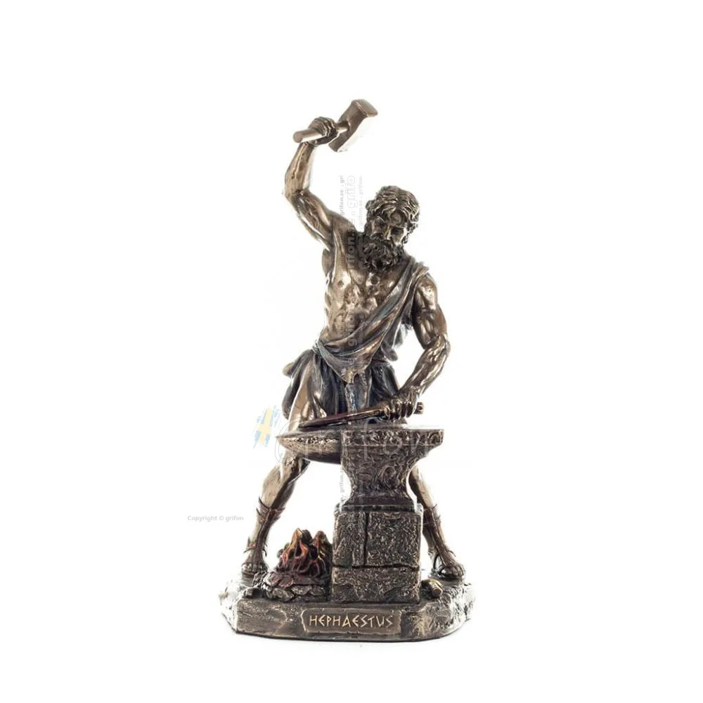 Hephaestus: God of Fire, Metallurgy, Heaven and Earth 22cm Veronese Brons Galvanisera helkroppsstaty, antikens Grekland Veronese