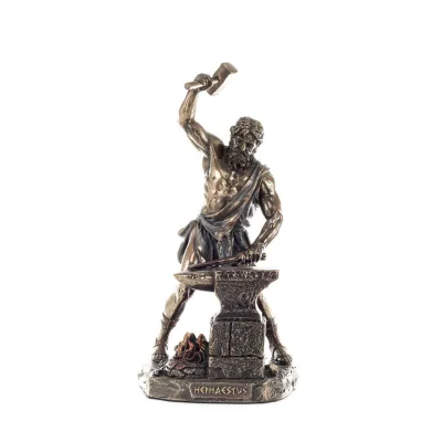 Hephaestus: God of Fire, Metallurgy, Heaven and Earth 22cm Veronese Brons Galvanisera helkroppsstaty, antikens Grekland Veronese
