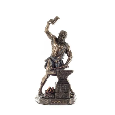 Hephaestus: God of Fire, Metallurgy, Heaven and Earth 22cm Veronese Brons Galvanisera helkroppsstaty, antikens Grekland Veronese
