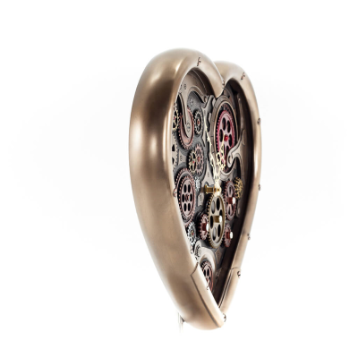 Steampunk Heart Gears Wall Clock 40x36.5cm Veronese Bronze Electrolysis, Modern Decorative Veronese 6 - grifon.se 