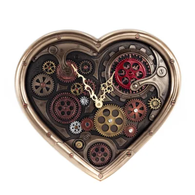 Steampunk Heart Gears Wall Clock 40x36.5cm Veronese Bronze Electrolysis, Modern Decorative Veronese 7 - grifon.se 
