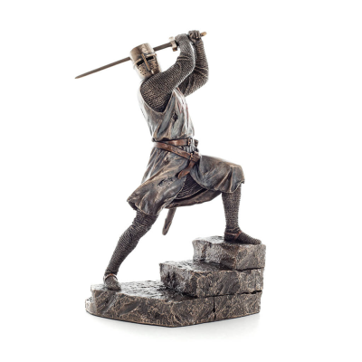 Knight on Stairs Holding Sword in Attack Stance 19.5x30.5cm Veronese Electrolytic Bronze Full Body Statue Veronese 5 - grifon.se