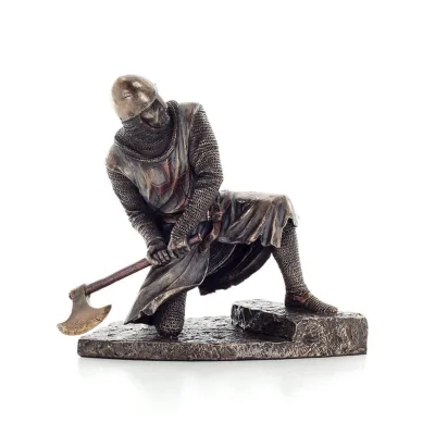 Knight kneeling in defense stance 20x17.5cm Full body statue with Veronese Bronze Electrolysis Veronese 1 - grifon.se 