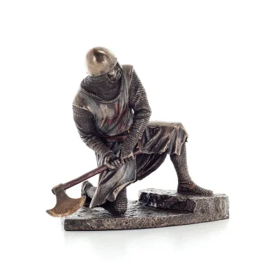 Riddare på knä i försvarsställning 20x17,5 cm Helkroppsstaty med Veronese Bronze Elektrolys Veronese 5 - grifon.se 