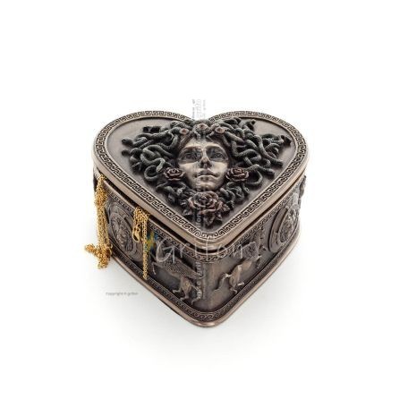 Medusa heart 11.5x7cm Jewelry case, Jewelery box, storage box-like case, Veronese Bronze Electrolysis Full Body Statue Veronese
