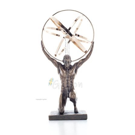 Atlas eller Atlas, Titan: Titanidernas ledare, knästående 20,5 cm Veronese elektrolytisk bronsstaty för hela kroppen Veronese 1