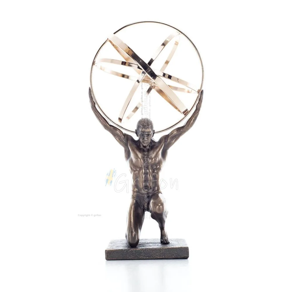 Atlas or Atlas, Titan: The leader of the Titanids, kneeling 20.5cm Veronese Electrolytic Bronze Full Body Statue Veronese 1 - gr