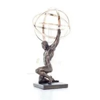 Atlas eller Atlas, Titan: Titanidernas ledare, knästående 20,5 cm Veronese elektrolytisk bronsstaty för hela kroppen Veronese 2 