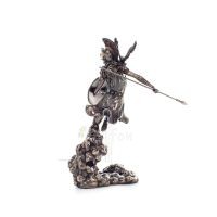 Athena or Athene: The goddess of wisdom 23cm with a spear, shield, helmet, and owl in attack with Veronese Bronze Electrolysis, 