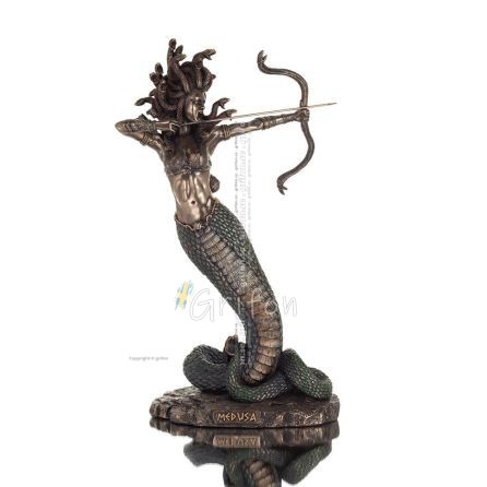 Medusa: The Wild-Eyed Mermaid with Bow 35cm Veronese Bronze Galvanisera helkroppsstaty, antikens Grekland Veronese 1 - grifon.se