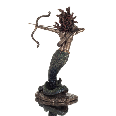 Medusa: The Wild-Eyed Mermaid with Bow 35cm Veronese Bronze Galvanisera helkroppsstaty, antikens Grekland Veronese 4 - grifon.se