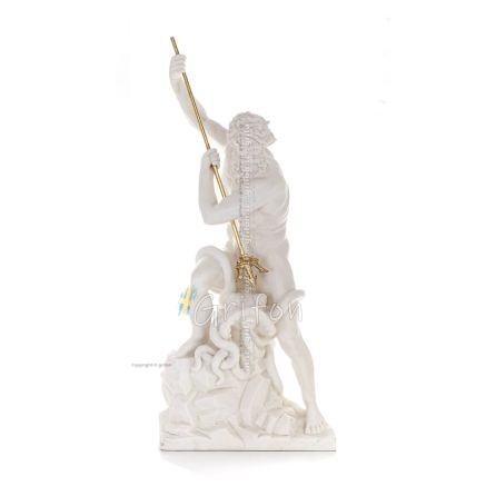 Poseidon: The God of the Sea, Earthquakes, Earth, Storms and Words 82cm Full Body Statue, Polyester Alabaster Marble Type Alabas