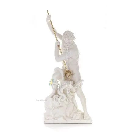 Poseidon: Havets gud, jordbävningar, jord, stormar och ord 82 cm helkroppsstaty, typ polyester alabaster marmor Alabaster 1 - gr