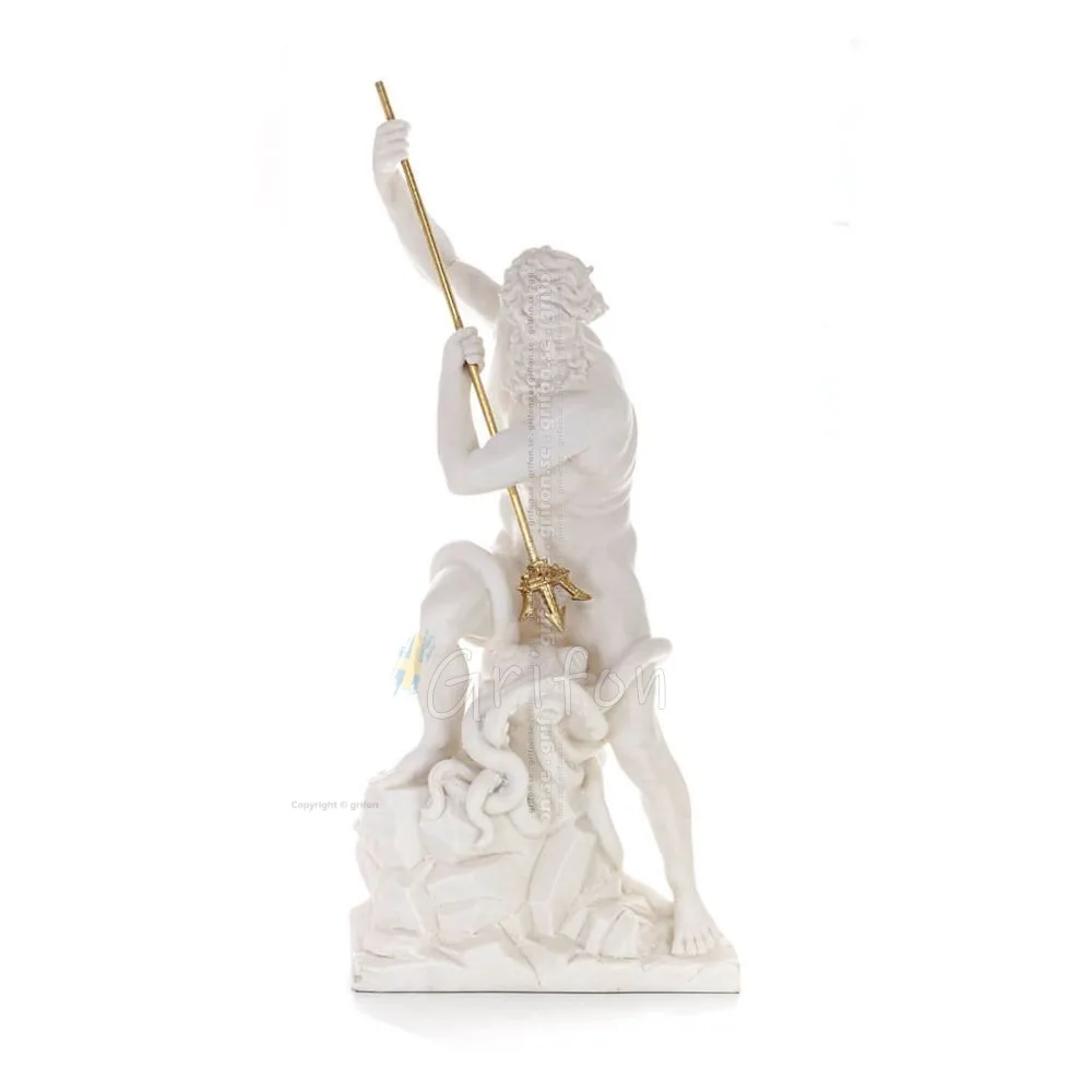Poseidon: The God of the Sea, Earthquakes, Earth, Storms and Words 82cm Full Body Statue, Polyester Alabaster Marble Type Alabas