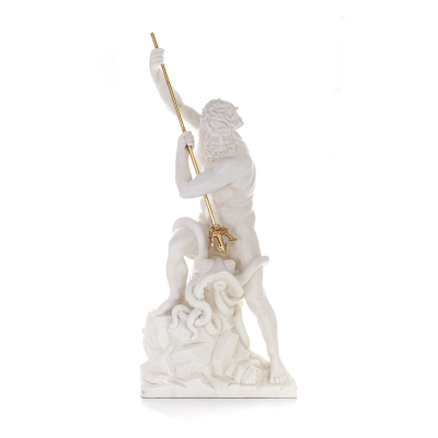 Poseidon: The God of the Sea, Earthquakes, Earth, Storms and Words 82cm Full Body Statue, Polyester Alabaster Marble Type Alabas