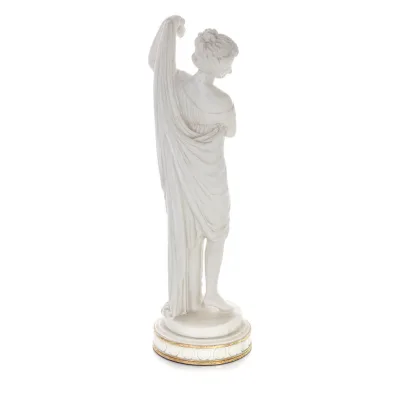 Muse, en av de nio muserna33 cm fullängdsstaty, alabaster av polyestermarmortyp, antikens Grekland Alabaster 2 - grifon.se 