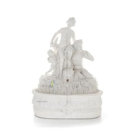 Aphrodite Panas eller Pan & Eros Fountain 38 cm helkroppsstaty, polyestermarmortyp Alabaster, antikens Grekland Alabaster 1 - gr
