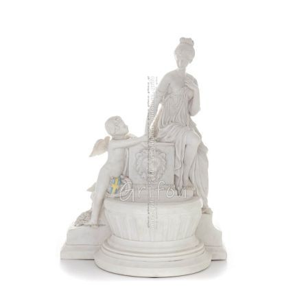 Venus & Cupid Fountain 52cm Full Body Statue, Polyester Alabaster Marble Type, Ancient Greece Alabaster 1 - grifon.se 