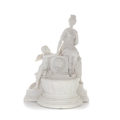 Venus & Cupid Fountain 52cm Full Body Statue, Polyester Alabaster Marble Type, Ancient Greece Alabaster 1 - grifon.se 