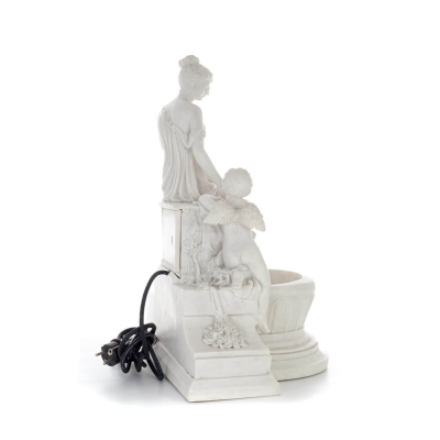 Venus & Cupid Fountain 52cm Full Body Statue, Polyester Alabaster Marble Type, Ancient Greece Alabaster 4 - grifon.se 
