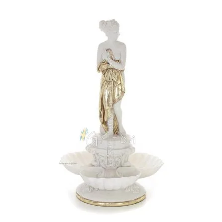 Toads in Shells 37.5cm Statue, Marble-type Polyester Alabaster, Frog Alabaster 1 - grifon.se 