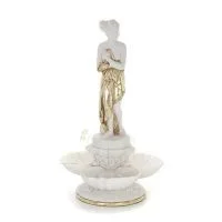 Paddor i snäckor 37,5 cm staty, marmortyp polyester alabast, groda Alabaster 1 - grifon.se 