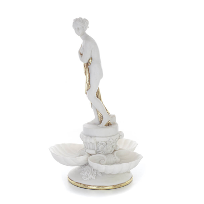 Paddor i snÃ¤ckor 37,5 cm staty, marmortyp polyester alabast, groda Alabaster 2 - grifon.se 