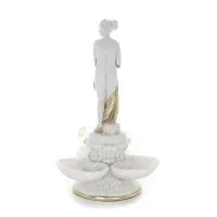 Paddor i snäckor 37,5 cm staty, marmortyp polyester alabast, groda Alabaster 3 - grifon.se 