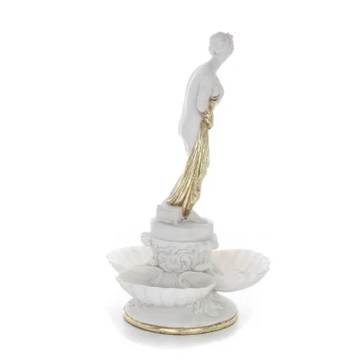Paddor i snäckor 37,5 cm staty, marmortyp polyester alabast, groda Alabaster 4 - grifon.se 