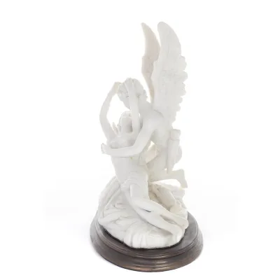 Cupid and Psyche: Overcoming Obstacles to Love 36cm Full Body Statue, Polyester Alabaster Marble Type, Ancient Greece Alabaster 