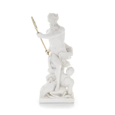Poseidon: Havets gud, jordbävningar, jord, stormar och ord 46 cm helkroppsstaty, typ polyester alabaster marmor Alabaster 1 - gr