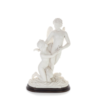 Cupid and Psyche: Overcoming Obstacles to Love 33cm Full Body Statue, Polyester Alabaster Marble Type, Ancient Greece Alabaster 