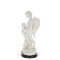 Cupid and Psyche: Overcoming Obstacles to Love 33cm Full Body Statue, Polyester Alabaster Marble Type, Ancient Greece Alabaster 