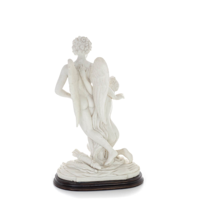 Cupid and Psyche: Overcoming Obstacles to Love 33cm Full Body Statue, Polyester Alabaster Marble Type, Ancient Greece Alabaster 