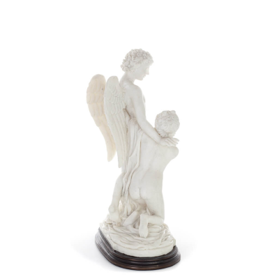 Cupid and Psyche: Overcoming Obstacles to Love 33cm Full Body Statue, Polyester Alabaster Marble Type, Ancient Greece Alabaster 