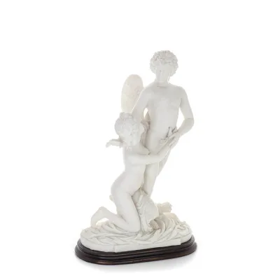 Cupid and Psyche: Overcoming Obstacles to Love 33cm Full Body Statue, Polyester Alabaster Marble Type, Ancient Greece Alabaster 