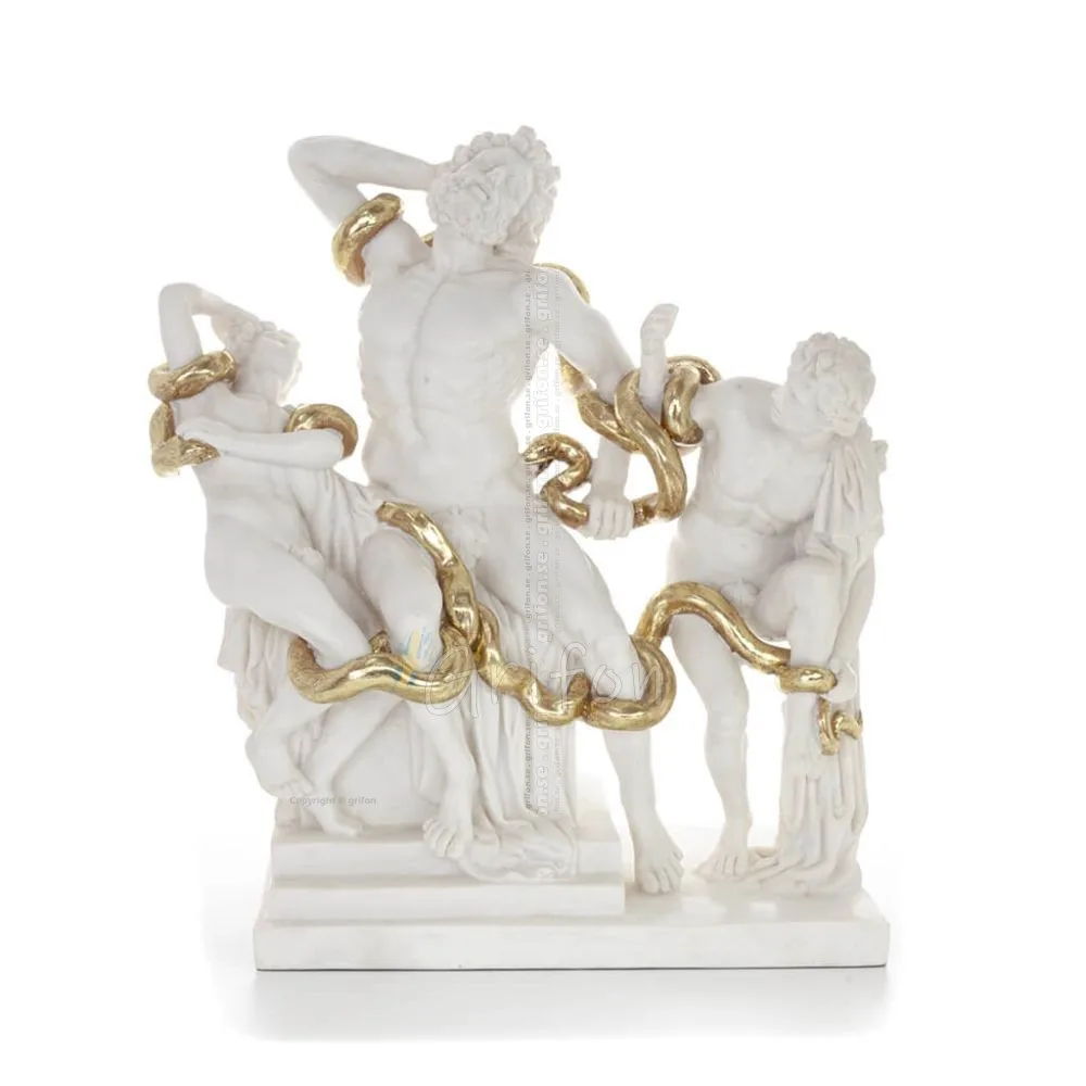 Laocoon: Trojanernas präst, avvisare av den trojanska hästen, 45 cm helkroppsstaty, polyesteralabaster av marmortyp Alabaster 1 