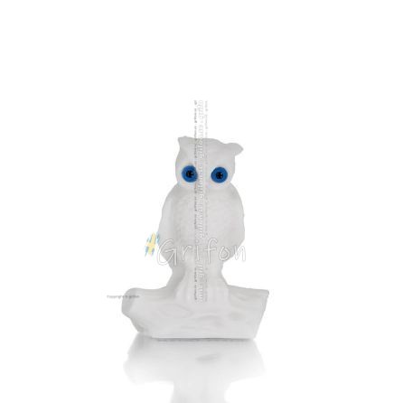 Owl or Glaucus: the sacred bird, symbol of wisdom, prudence, on a branch 6cm Full length alabaster statue Alabaster 1 - grifon.s