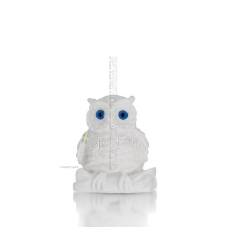 Owl or Glaucus: the sacred bird, symbol of wisdom, prudence, on a branch 5cm Full length alabaster statue Alabaster 1 - grifon.s