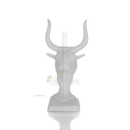 Minotaur: Drottning Pasiphaes son, tjurhuvud, tjurhuvudbyst, byst 14 cm alabasterstaty, minoisk era Alabaster 1 - grifon.se